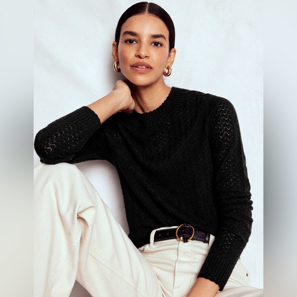 Boden Sweaters - Boden Diane Pointelle Sweater in Black Size S